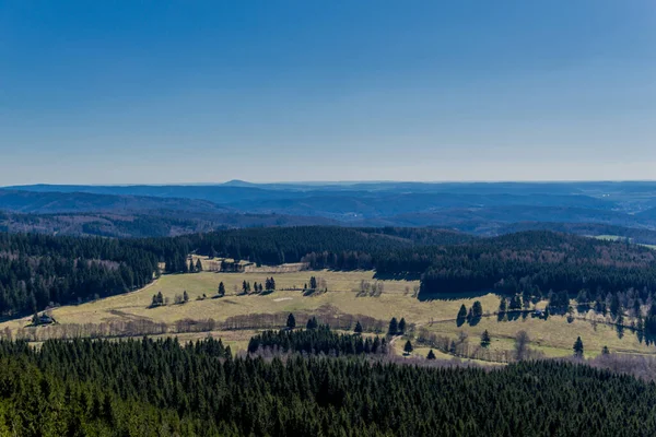 Erster Frühlingsspaziergang Einem Sonnigen Tag Durch Den Thüringer Wald Steinbach — Stockfoto