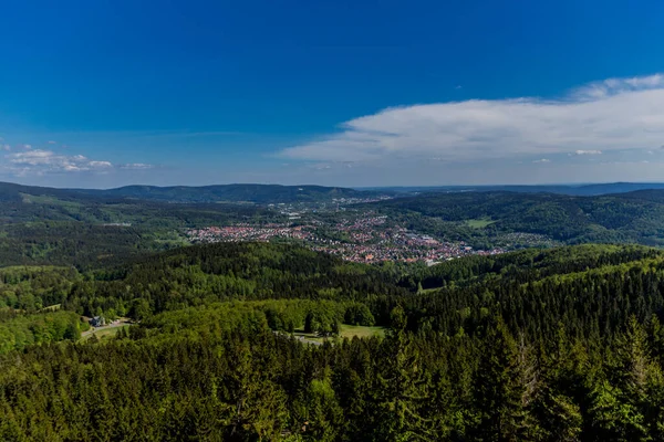 Wędrówki Ruppbergu Widokiem Zellę Mehlis Lesie Turyngii Lasy Turyngii Niemcy — Zdjęcie stockowe
