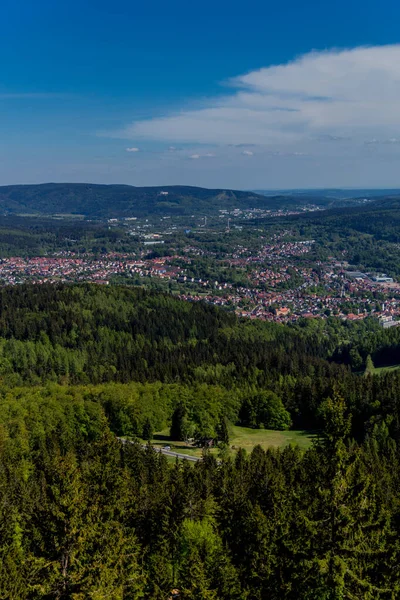 Wędrówki Ruppbergu Widokiem Zellę Mehlis Lesie Turyngii Lasy Turyngii Niemcy — Zdjęcie stockowe