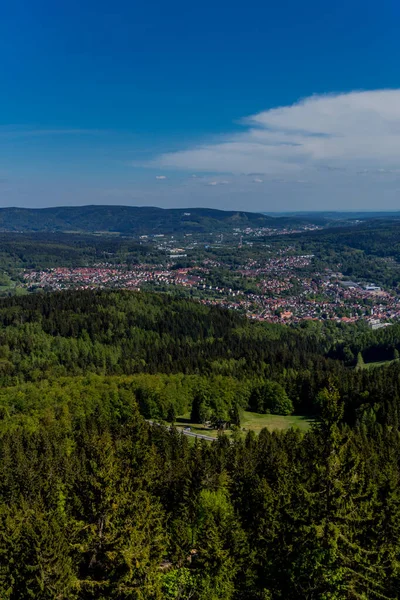 Vandring Ruppberg Med Utsikt Över Zella Mehlis Thüringen Thüringen Tyskland — Stockfoto