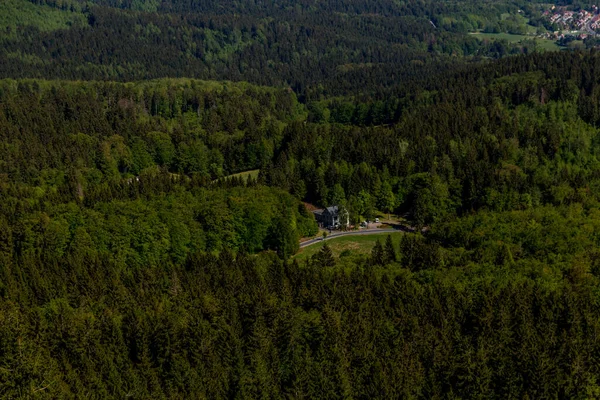 Caminhadas Ruppberg Com Vista Para Zella Mehlis Floresta Turíngia Floresta — Fotografia de Stock