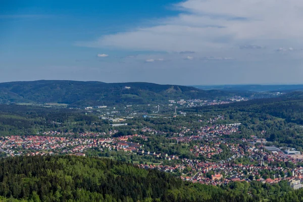 Vandring Ruppberg Med Utsikt Över Zella Mehlis Thüringen Thüringen Tyskland — Stockfoto