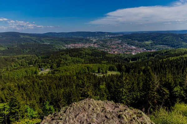 Vandring Ruppberg Med Utsikt Över Zella Mehlis Thüringen Thüringen Tyskland — Stockfoto