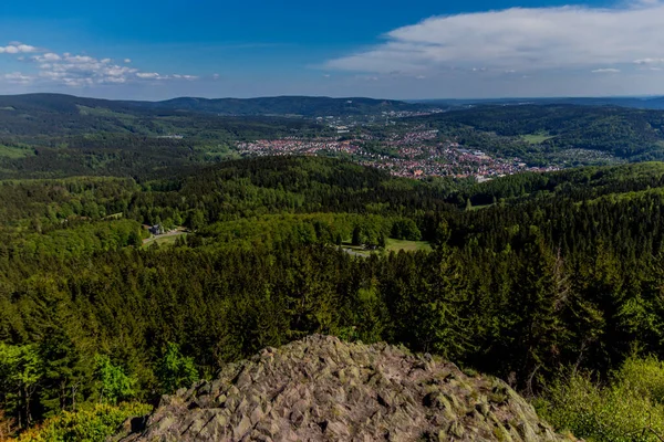 Escursione Sul Ruppberg Con Vista Zella Mehlis Nella Foresta Della — Foto Stock