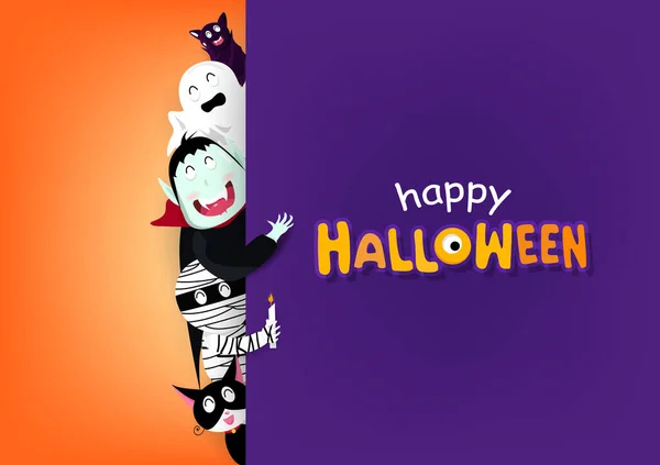 Buon Biglietto Auguri Halloween Celebrare Poster Invito Festa Festiva Festa — Vettoriale Stock