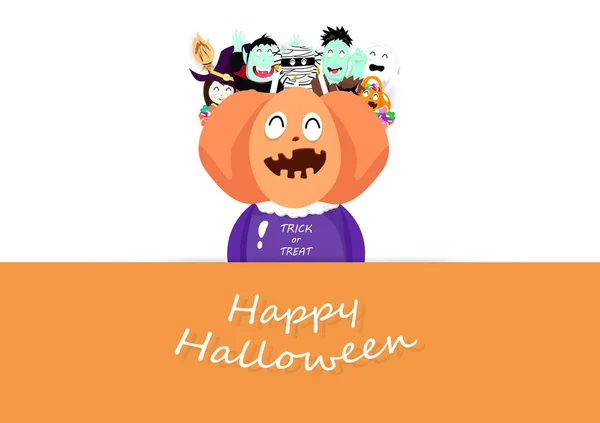 Feliz Tarjeta Felicitación Halloween Truco Trato Festival Lindo Vector Fondo — Archivo Imágenes Vectoriales