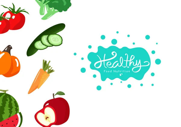 Aliments Biologiques Nutrition Légumes Fruits Alimentation Saine Équilibre Collection Affiche — Image vectorielle