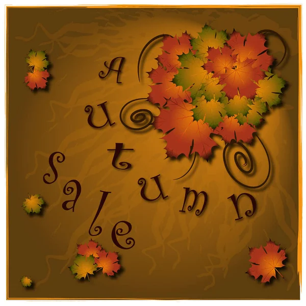 Outono fundo ilustração folha venda cartão com belas folhas — Fotografia de Stock