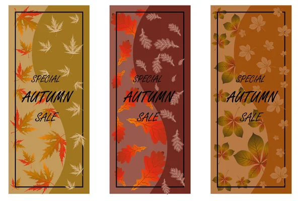 Automne vente verticale collection de bannières avec deux couleurs — Image vectorielle