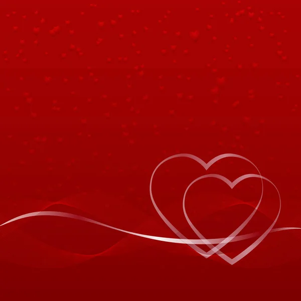 バレンタインデーフレームベクトルハート背景とともに二つのハートでリボン — ストックベクタ