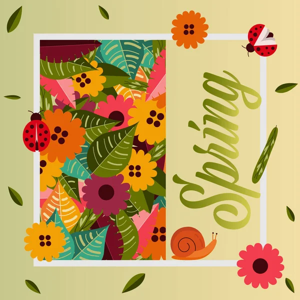 Bloemen voorjaar grafisch ontwerp - met kleurrijke bloemen - prints - in vector - achtergrond -illustratie — Stockvector