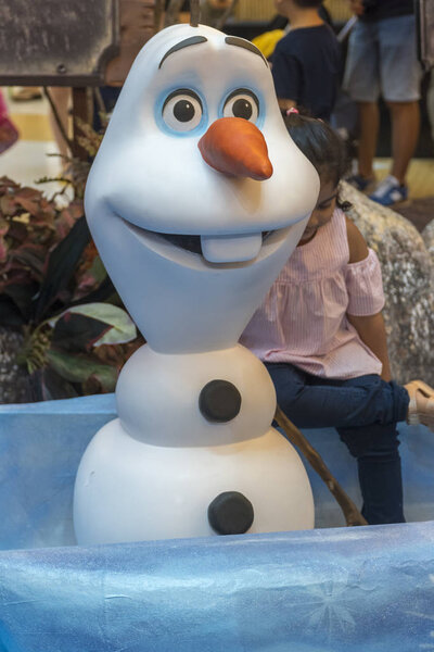 Olaf from Frozen 2 Magical Journey. This event is a promotion for new Disney blockbuster movie