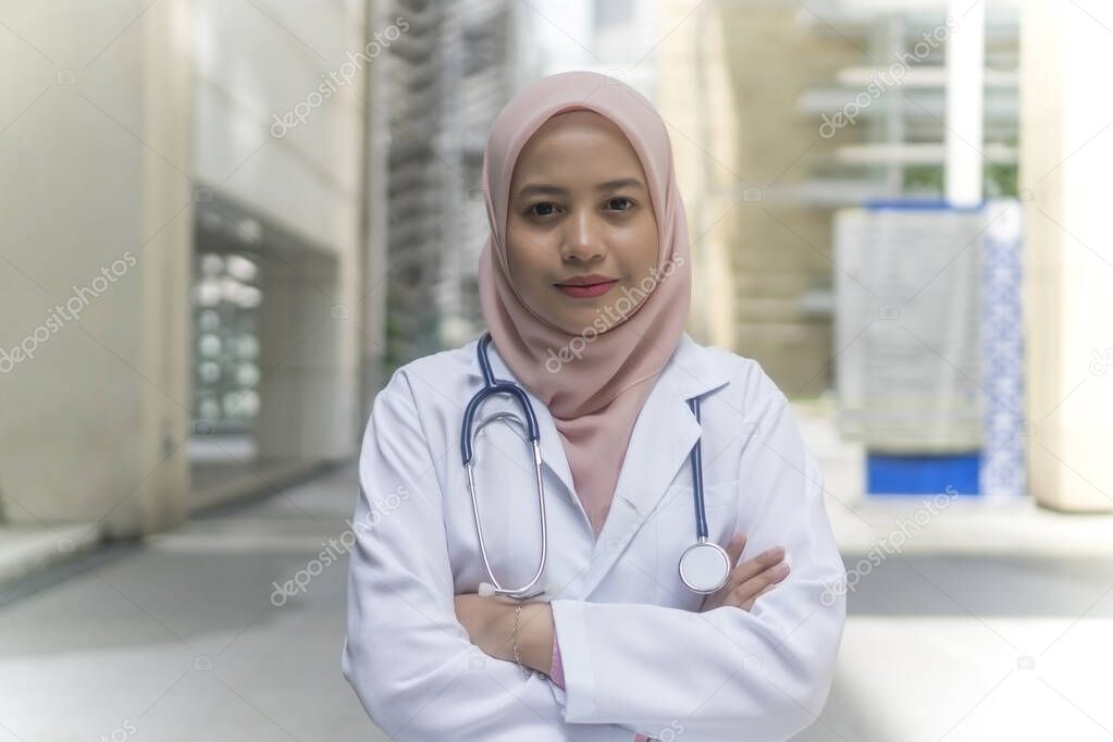 Portrait of Medical Practitioner with stethoscope outdoor