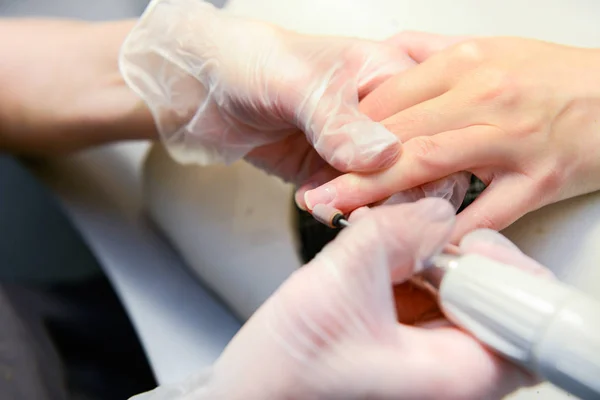 Foto Del Procedimiento Manicura Proceso Imagen de archivo