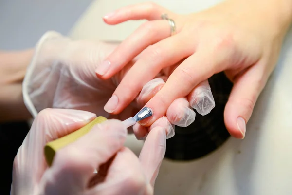 Foto Van Manicure Procedure Proces Stockafbeelding