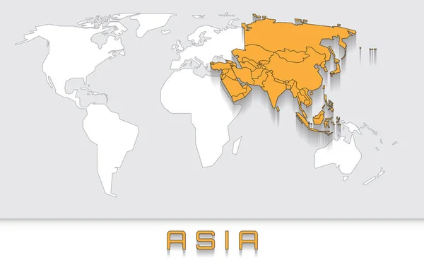 Asia en el mapa — Vector de stock