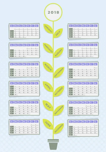 Calendario flor diseño — Vector de stock