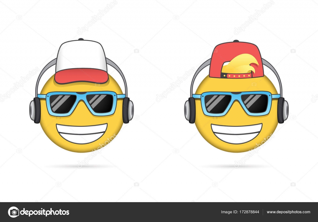 Cool Emoji listening to music and cap Stock Vector Image by ©kerdazz7