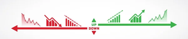Design horizontal de gráficos ícones indo para cima e para baixo — Vetor de Stock