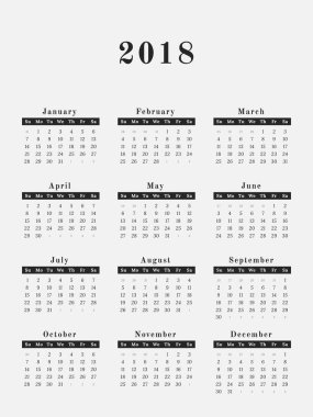 2018 takvim yılı dikey tasarım