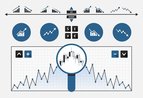 Para cima e para baixo indo gráficos e ícones — Vetor de Stock