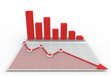 3D grafik ve diyagram aşağı gidiyor