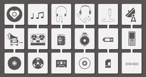 Conjunto de ícones de mídia musical —  Vetores de Stock
