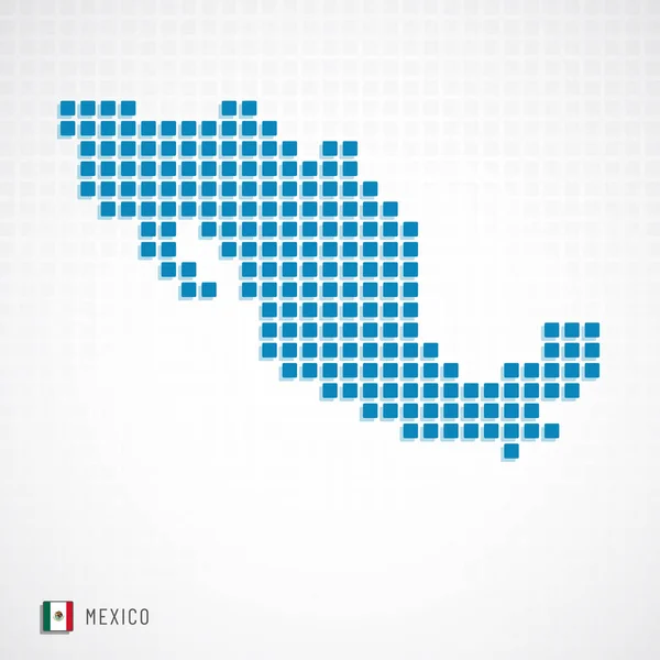 México mapa e icono de la bandera — Vector de stock