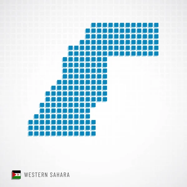Peta Sahara Barat dan ikon bendera - Stok Vektor