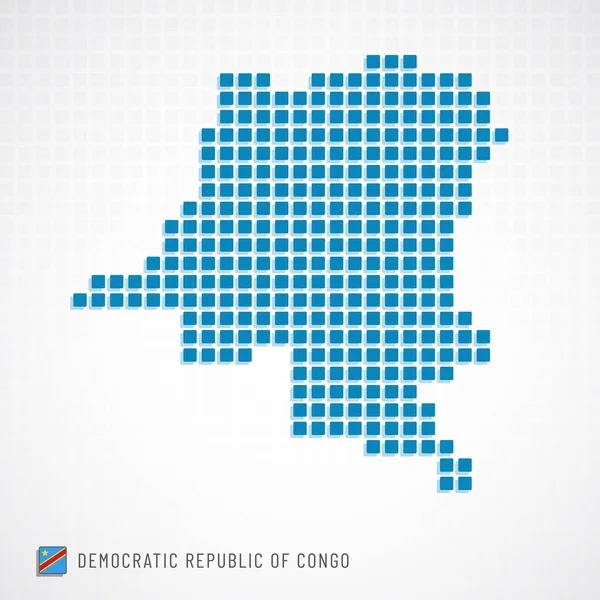 Demokratik Kongo Cumhuriyeti harita ve bayrak simgesi — Stok Vektör