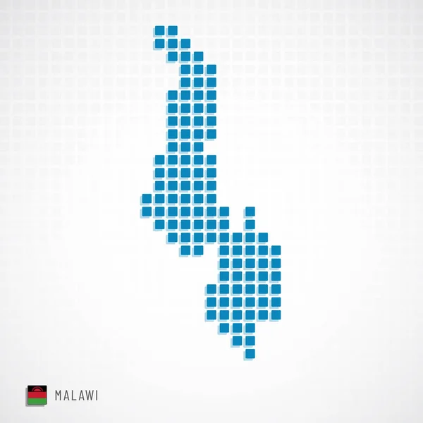 Illustration Vectorielle Carte Malawi Pointillés Icônes Forme Base Drapeau — Image vectorielle