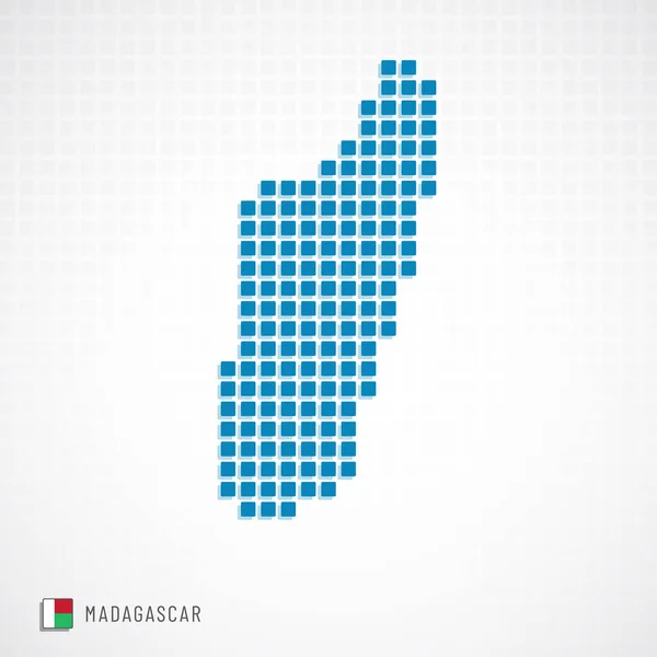 Ilustrasi Vektor Peta Madagaskar Bertitik Ikon Bentuk Dasar Dan Bendera - Stok Vektor