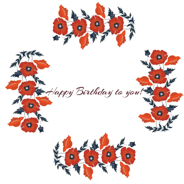 Varrat nélküli virágmintás. Mák virág háttér. boldog születésnapot — Stock Vector