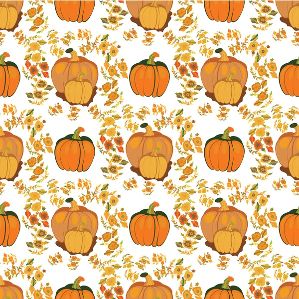 Illustration of a Happy Thanksgiving Celebration Design with Pumpkins and flora pattern