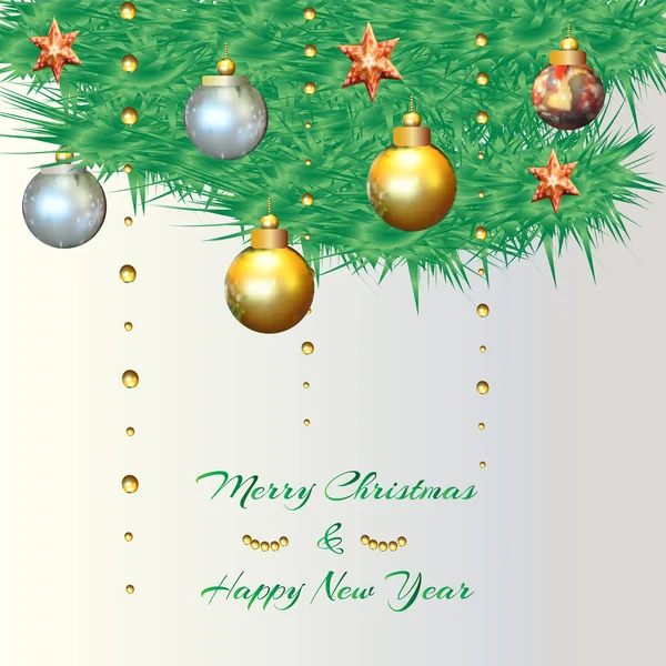 Feliz Navidad fondo con decoración y texto - Feliz Año Nuevo . — Foto de Stock
