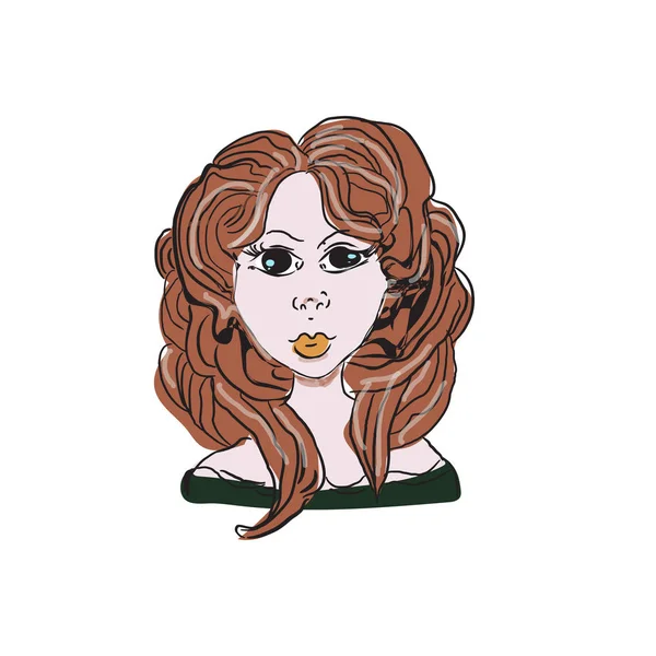 Retrato de jovem mulher bonita com cabelo castanho - isolado — Vetor de Stock