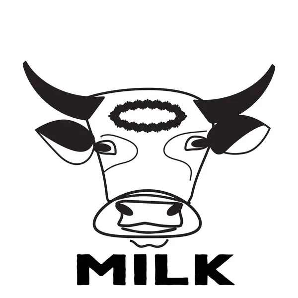 Cartoon happy caw isolerade. Logotryck. omslaget till mjölkpaketet — Stock vektor