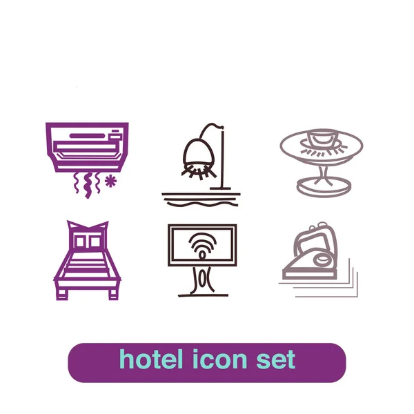 Icono de servicio del hotel Thin Line Art Set Pixel Perfect Art . — Vector de stock