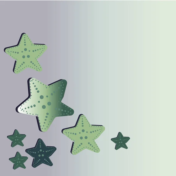 Прекрасная зеленая морская звезда причаливает к берегу . — стоковый вектор