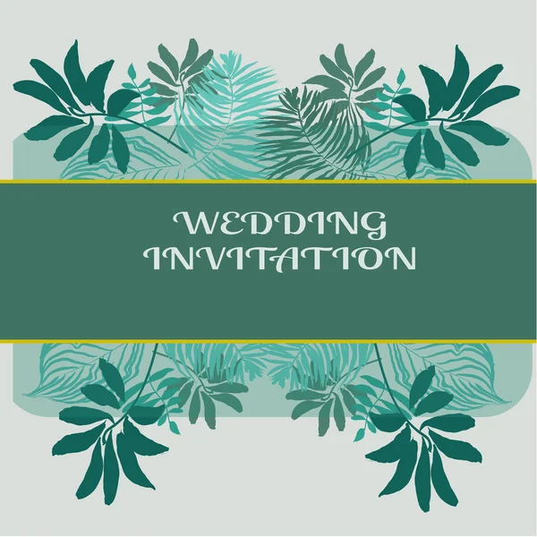 Invitation de mariage ou conception de carte avec des fleurs tropicales exotiques et feuilles — Image vectorielle