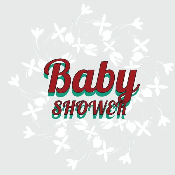 Baby girl flowers card.Vector red for newborn, Modern wreath — Stock Vector