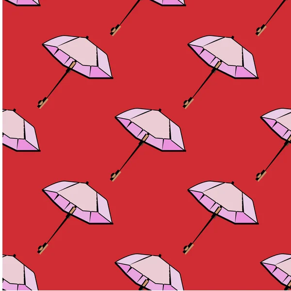 Paraguas vectoriales patrón sin costuras. Lindo fondo de dibujos animados — Vector de stock