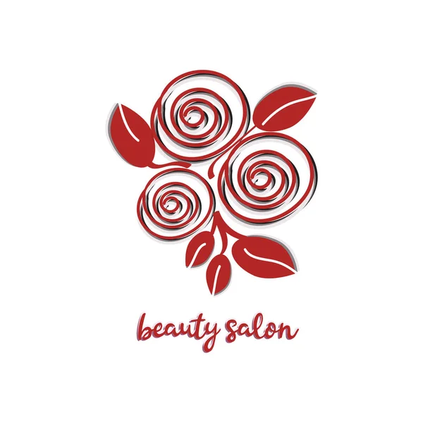 Hermoso logotipo con una rosa roja para floristería o salón de belleza, vector — Vector de stock