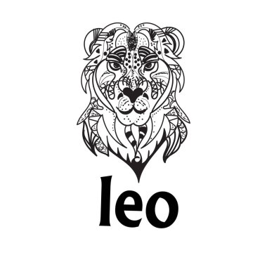 Leo sembolü dövme ya da logo için iyidir, modern sanat illüstrasyonu için.