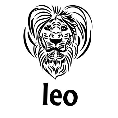 Leo sembolü dövme ya da logo için iyidir, modern sanat illüstrasyonu için.
