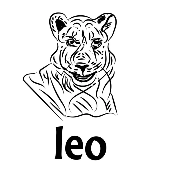 Leo symbol is good for tattoo or logo, art modern illustration — 스톡 벡터