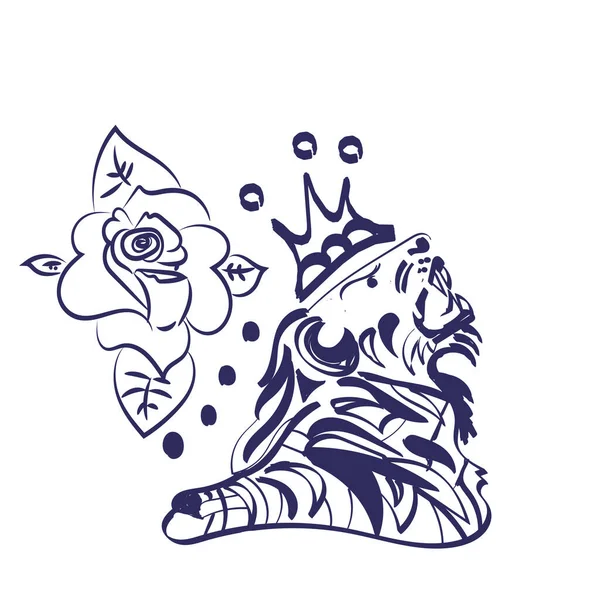 Signo astrológico Leo, rosa de estilo para tatuaje o ilustración de moda — Vector de stock