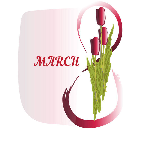 8 March Womens Day greeting card template,tulip