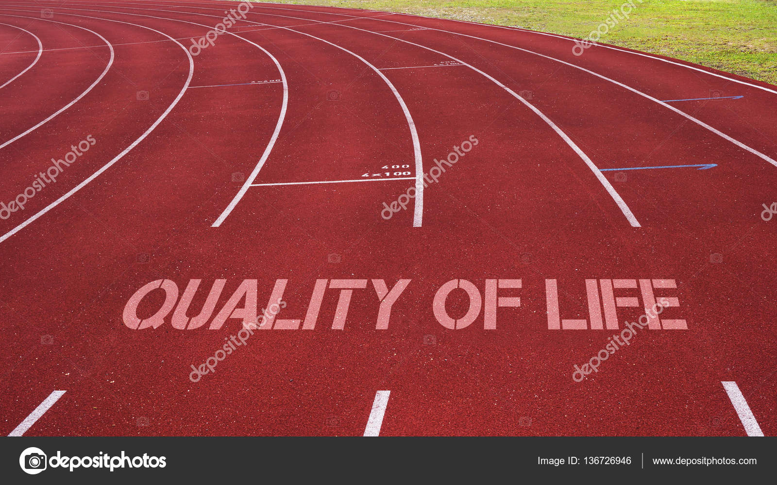 Motivational Quote Written On Running Track Quality Of Life Stock