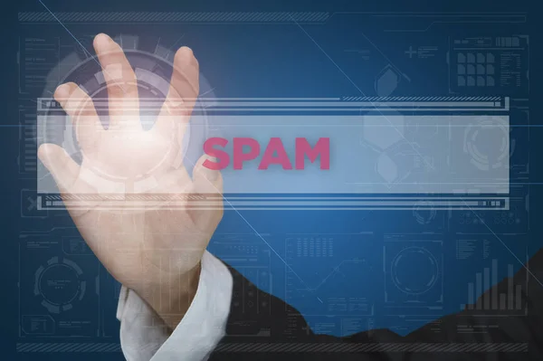 Tela sensível ao toque da interface de realidade virtual: SPAM — Fotografia de Stock